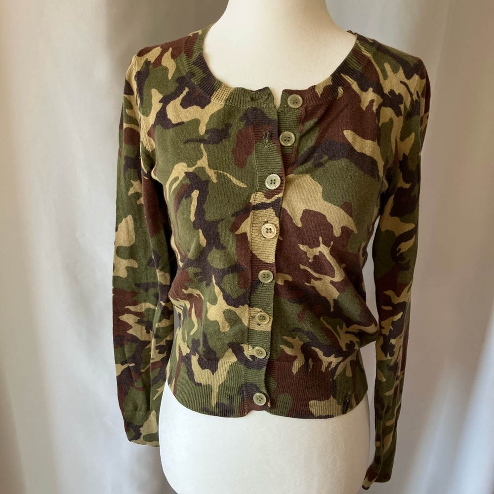 Kersh Olive Green Knit Button Up Cardigan Womens XS